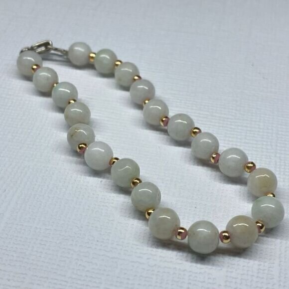 Vintage Semi Precious Stone and Gold Tone Beaded Bracelet - Picture 3 of 5